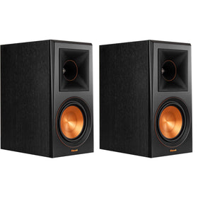 Klipsch RP-600M front view in Ebony finish, compact bookshelf design ideal for small rooms.