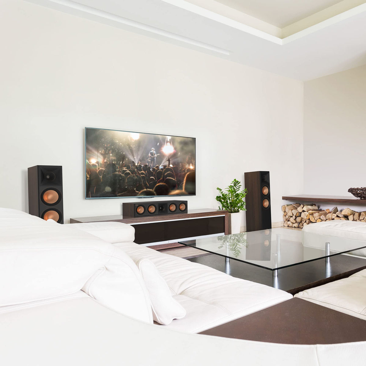 Klipsch RP-8000F II walnut removable grille for versatile aesthetics