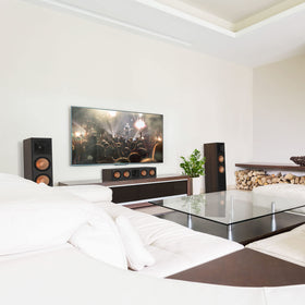 Klipsch RP-8000F II walnut removable grille for versatile aesthetics