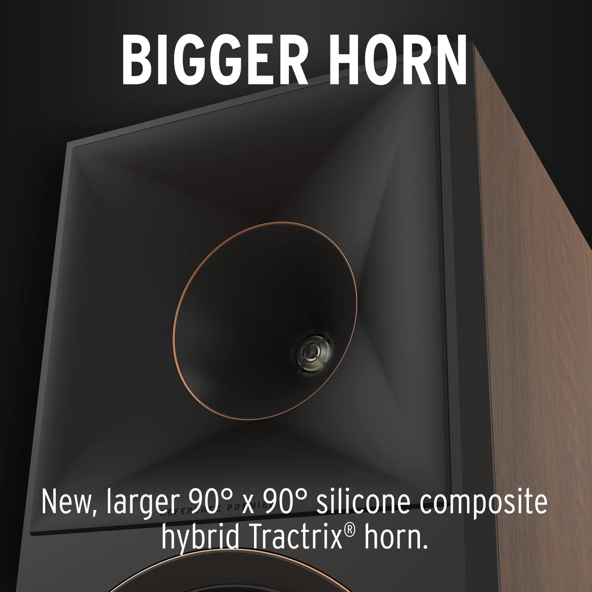 Klipsch RP-8000F II walnut woofer detail with cerametallic woofer for low distortion