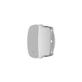 Klipsch RSM-400 weatherproof speakers beside pool for outdoor listening.