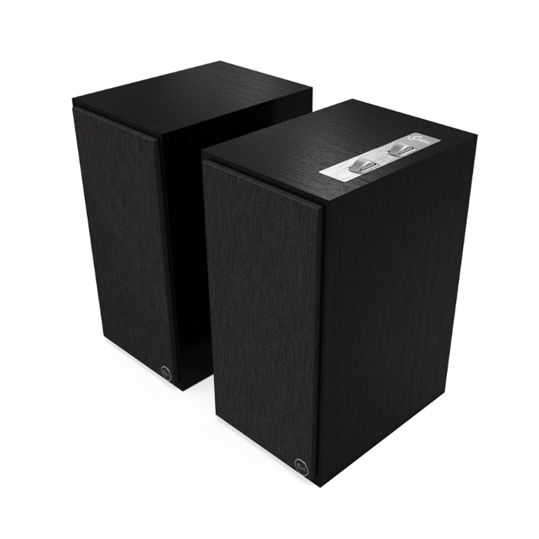 Klipsch The Sevens Heritage powered speakers front view for immersive high-fidelity sound in living rooms.