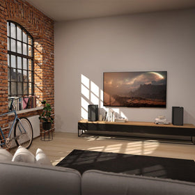 Klipsch The Sevens Heritage speakers top controls close-up for easy, precise volume and source selection.