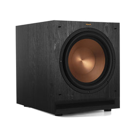 Klipsch SPL-120 front view highlights 12-inch cerametallic woofer for deep bass