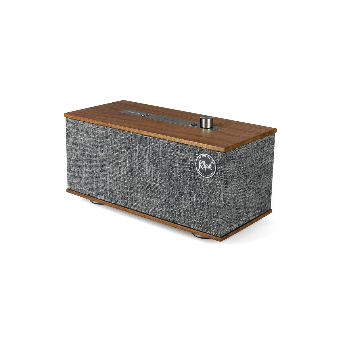 Klipsch The One walnut front view showcasing compact design with room-filling sound