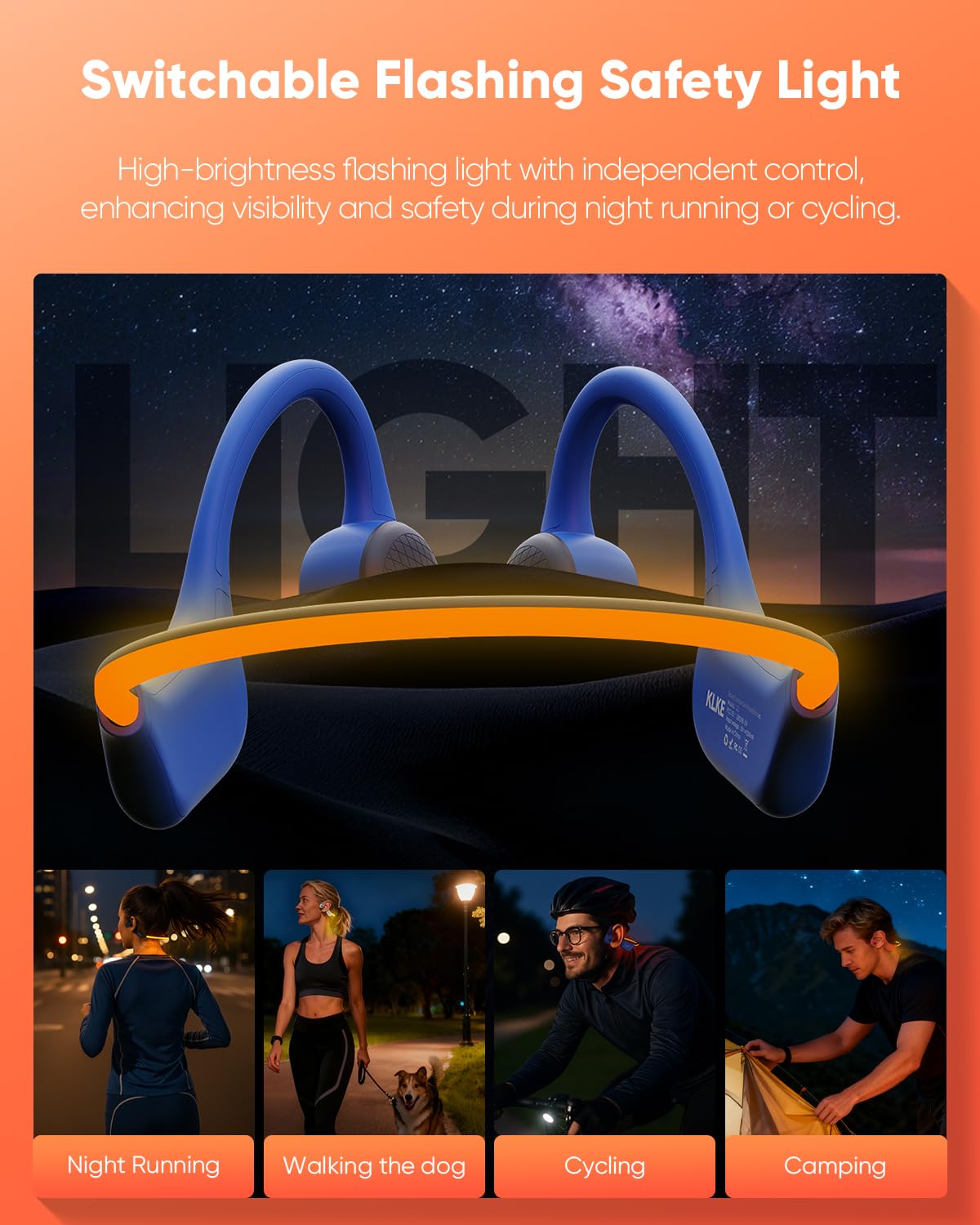 KLKE rear safety light illuminated improving night visibility for safety