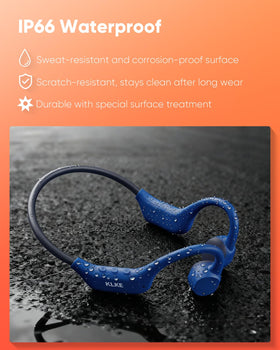 KLKE headset next to hand for scale illustrating lightweight portability