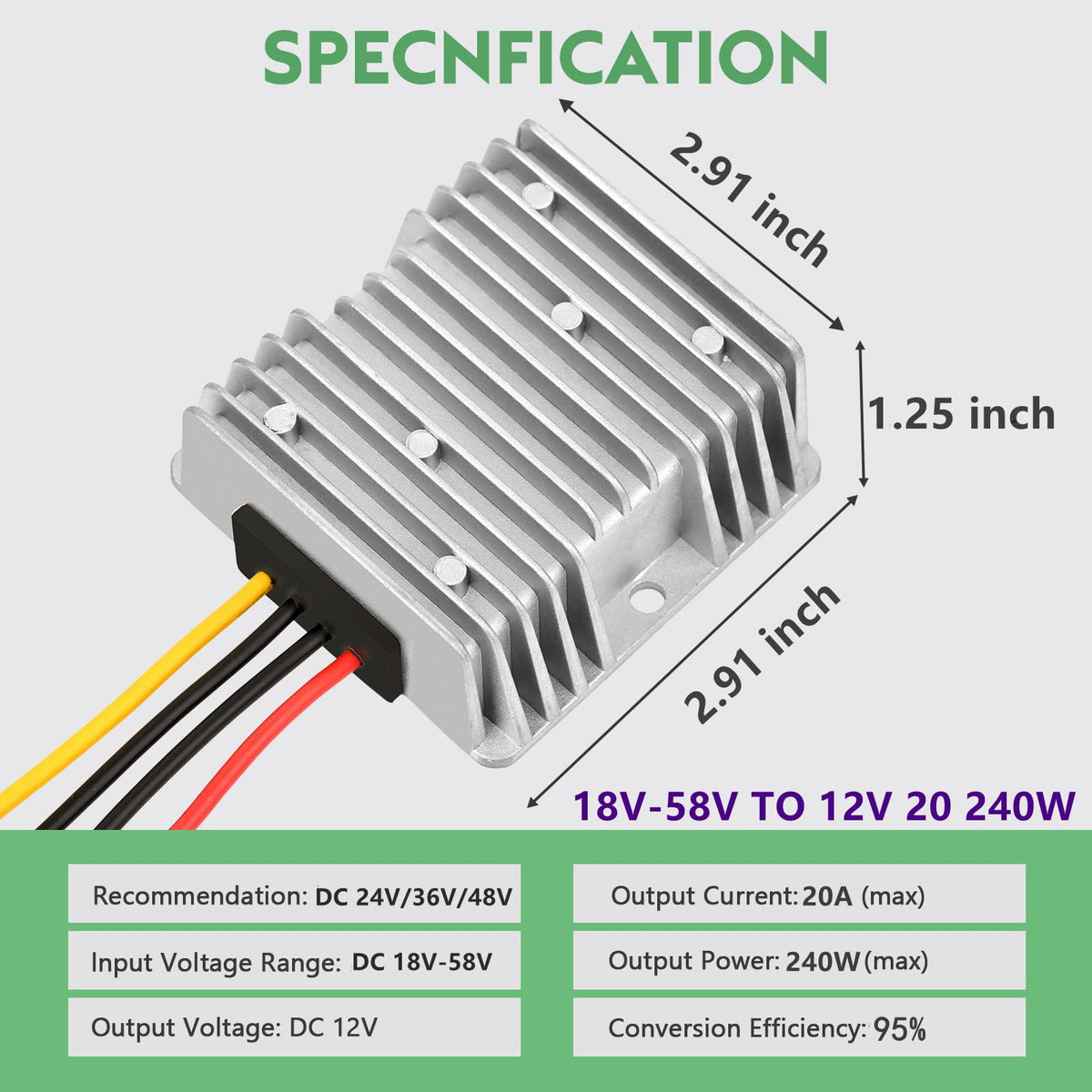 Klnuoxj buck converter 12V output delivers up to 20A for accessories