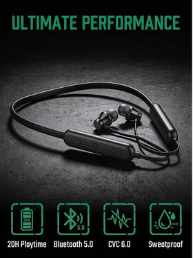 Model wearing Klokol neckband during activity, secure fit