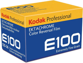K&M Kodak Ektachrome E100 5-pack back label highlights daylight-balanced film for true hues.