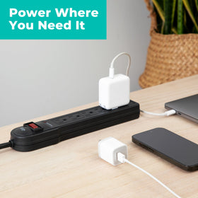 KMC 6-outlet surge protector 2-pack compact design saves space
