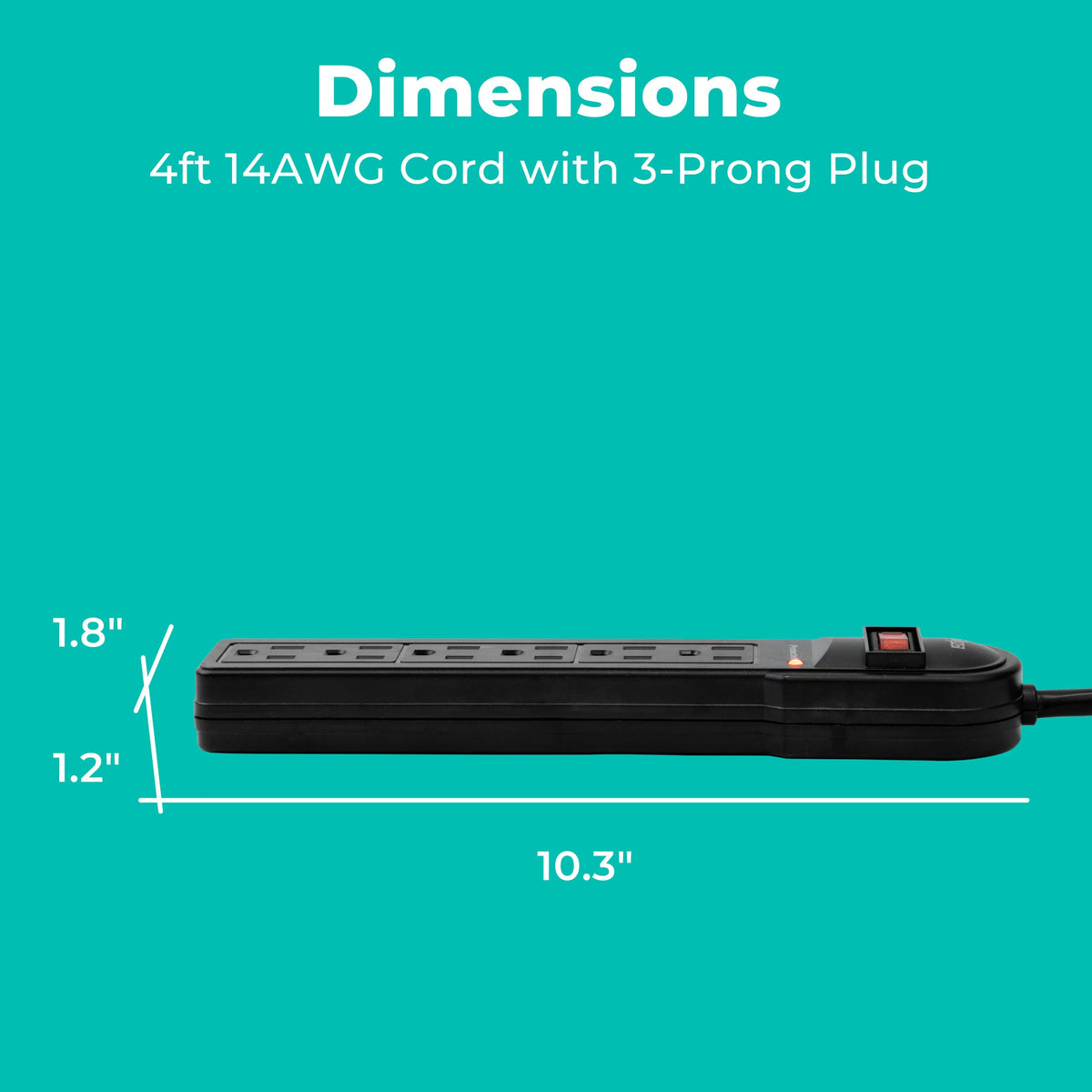 KMC 6-outlet surge protector 2-pack cord 4-foot reach for desks
