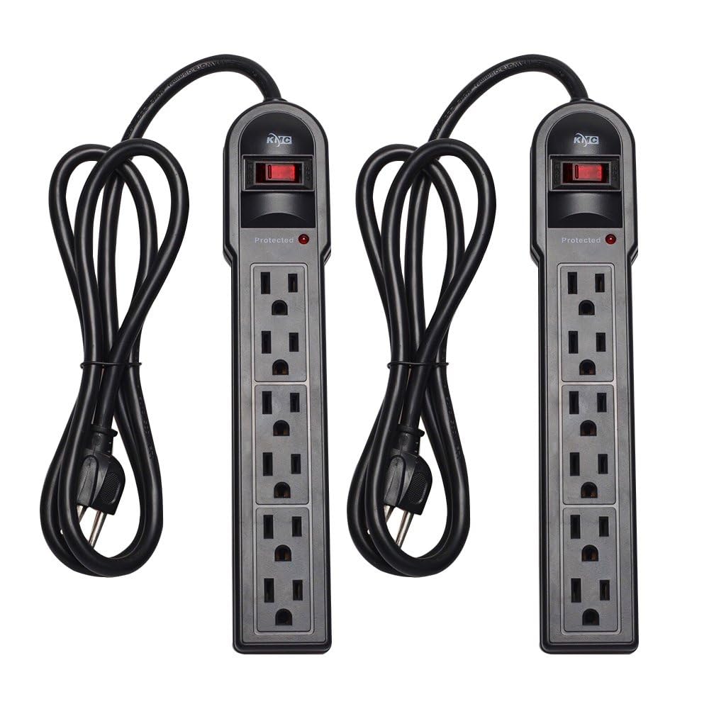 KMC 6-outlet surge protector 2-pack main view for organized power access