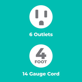 KMC 6-outlet surge protector 2-pack packaging ready for retail display