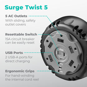 KMC five-outlet USB-C PD ports enable versatile charging on demand.
