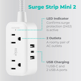 KMC surge protector USB ports visible for convenient overnight charging