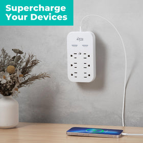 KMC organized power tap reduces outlet clutter in living areas.