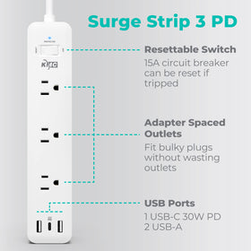 KMC outlet-spaced design fits bulky adapters without crowding