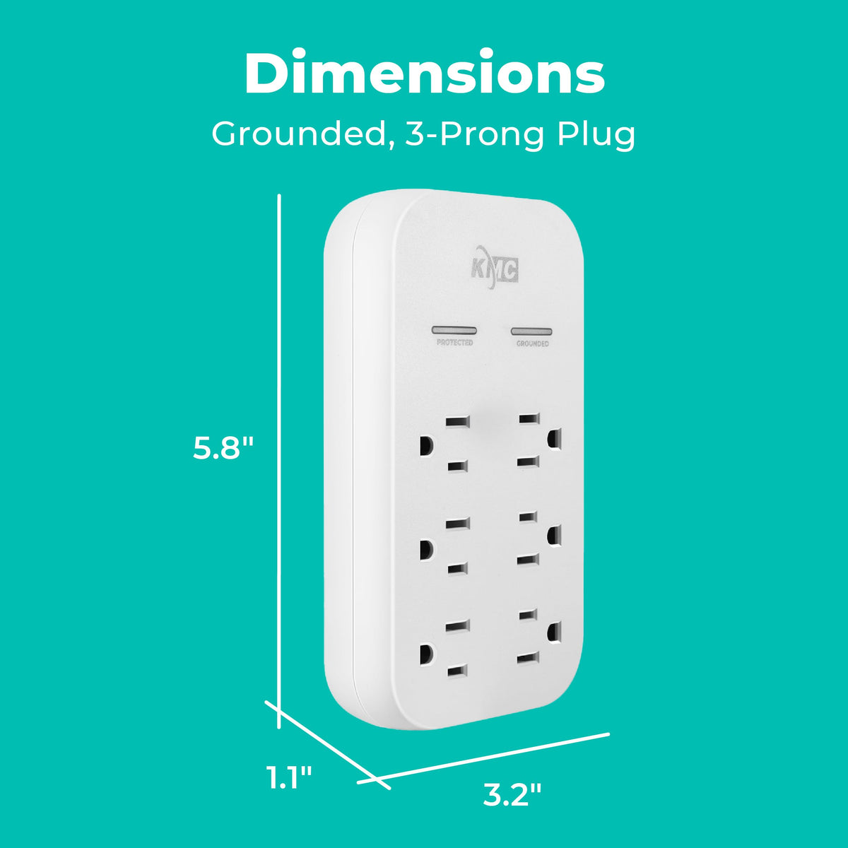 KMC 980J surge protection safeguards electronics from spikes.