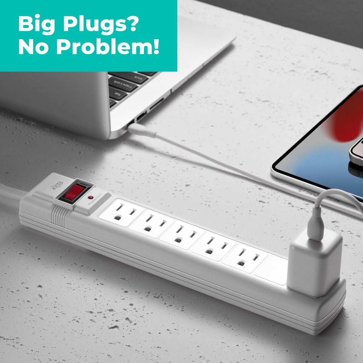 KMC six-foot cord offers flexible placement for home desks