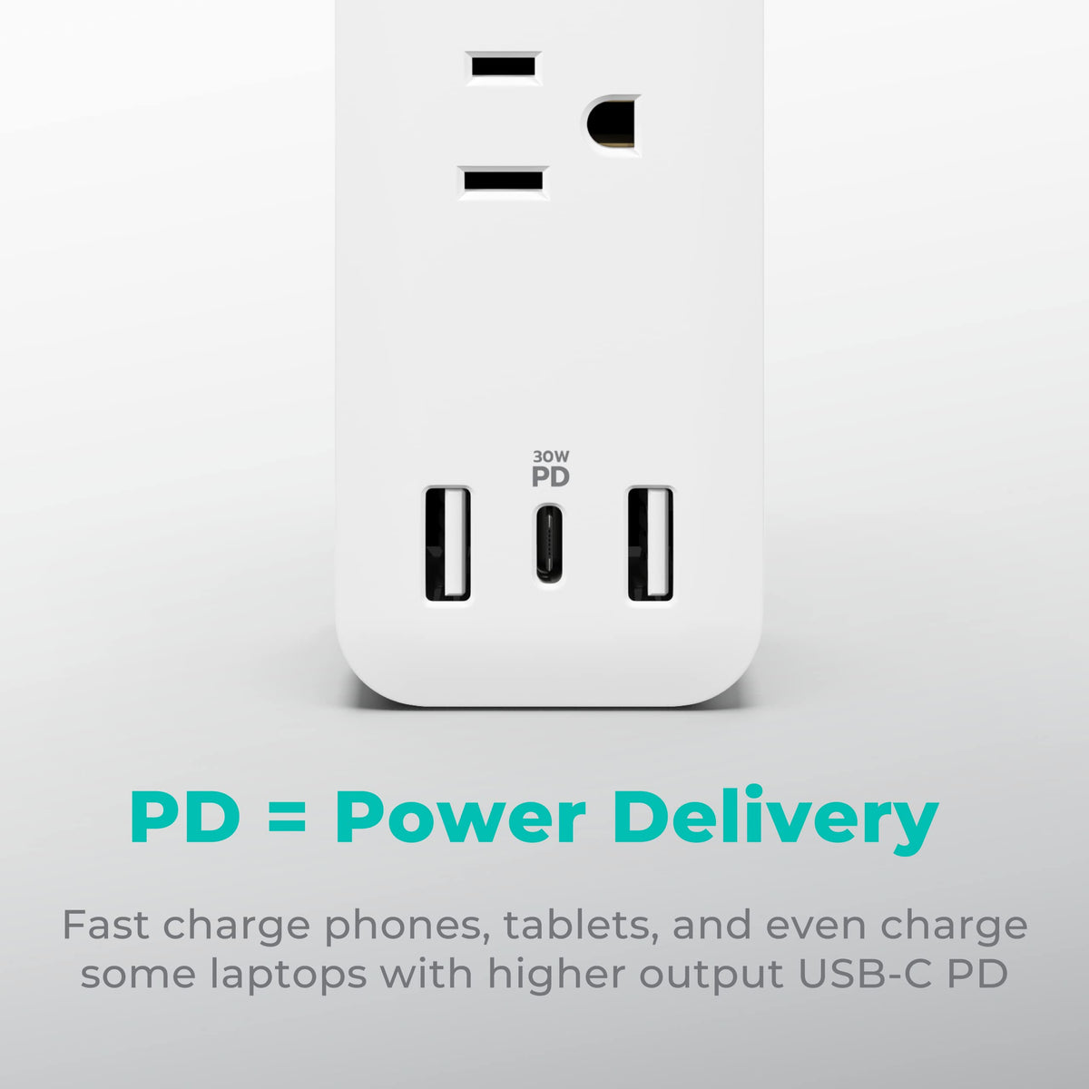 KMC USB-C PD port closeup showing fast charging capability