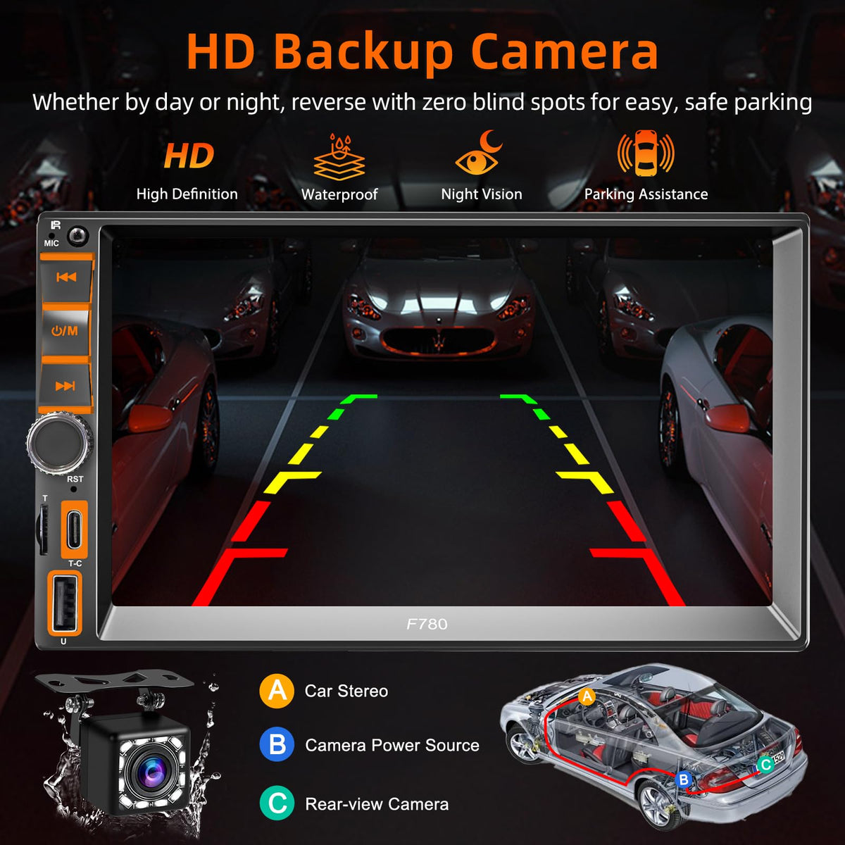 KMUTZY reversing camera with wide view and night vision aids parking