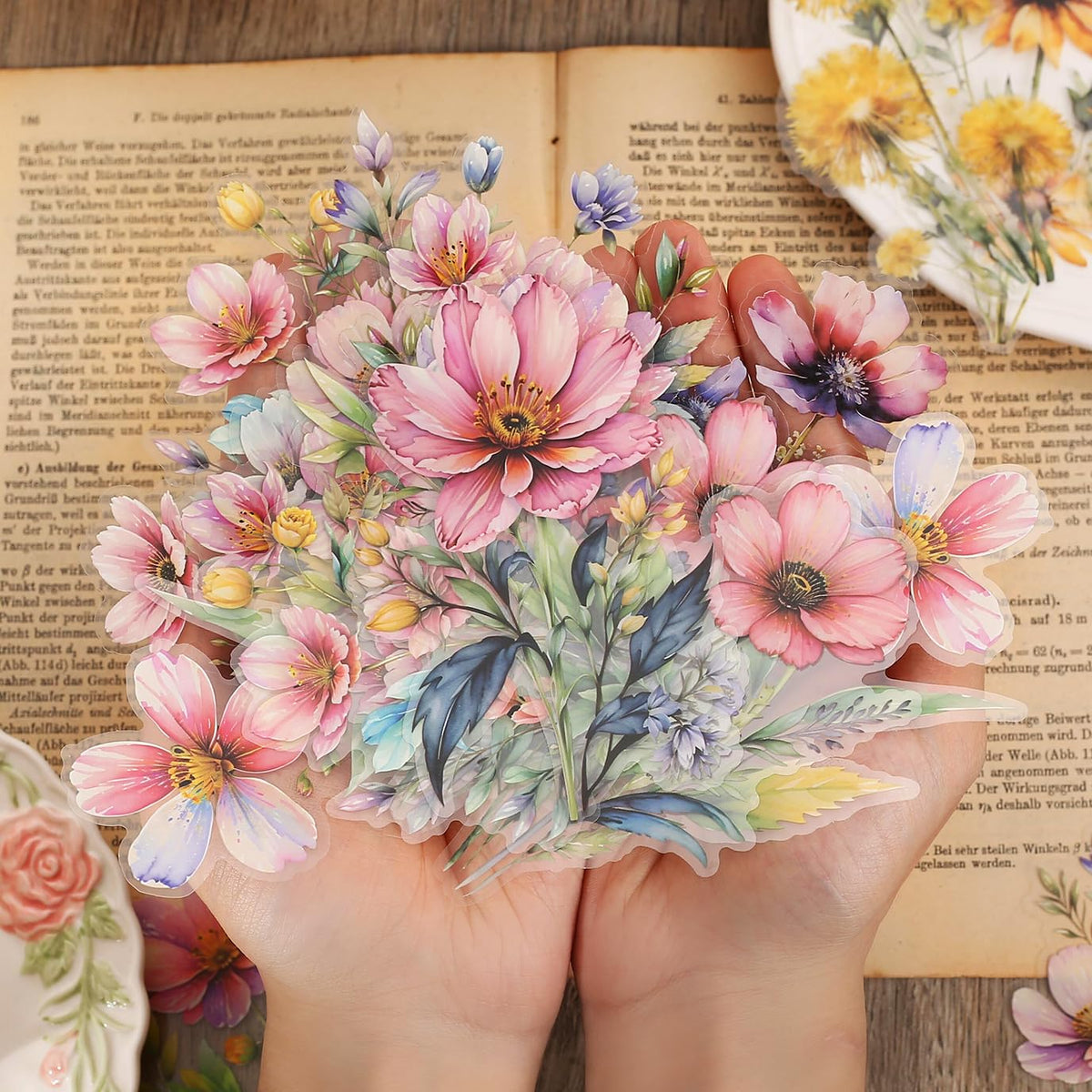 Knaid watercolor flower stickers pack with 120 pieces for bright journal accents