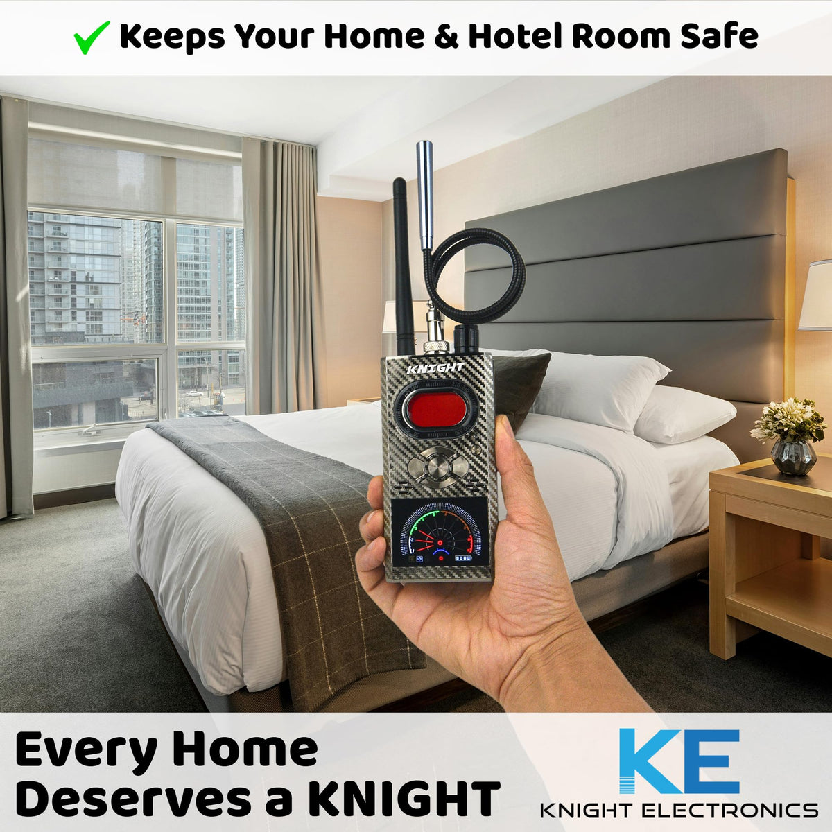 Knight KT-8000 infrared camera scanning used to detect covert cameras.