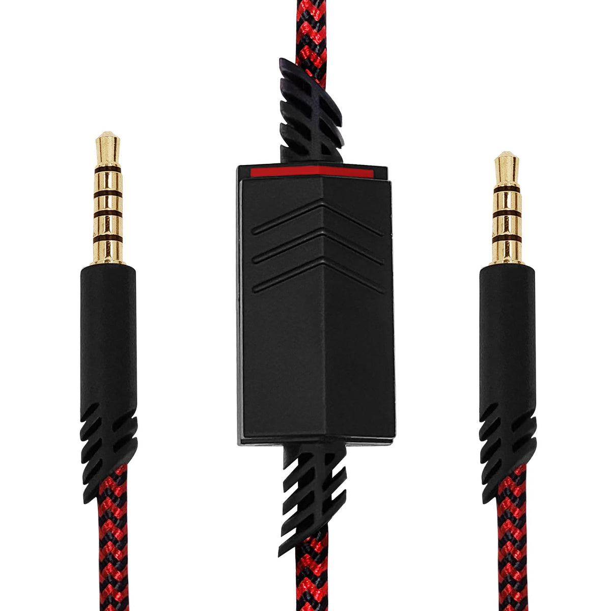Knomix red braided cable front view showing finish and connectors, durable and visible