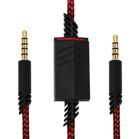 Knomix red braided cable front view showing finish and connectors, durable and visible