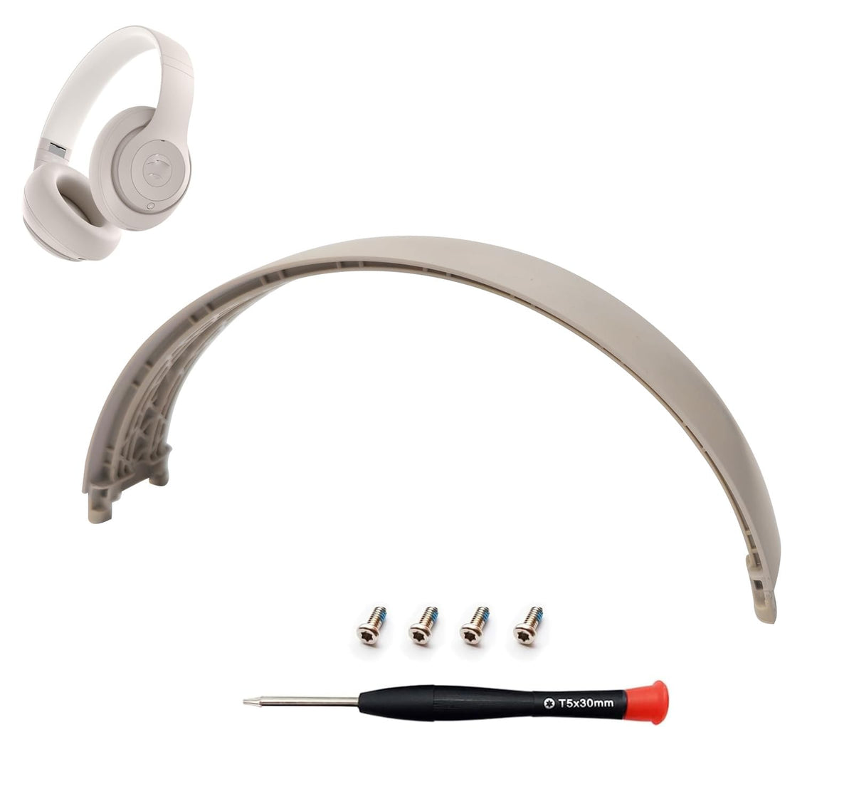 Knomix headband front view showing Sandstone finish and accurate fit benefit