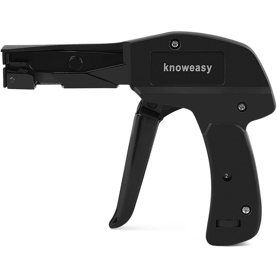 Knoweasy cable tie gun front view showing design for secure fastening