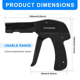 Knoweasy cable tie gun side view highlighting ergonomic handle