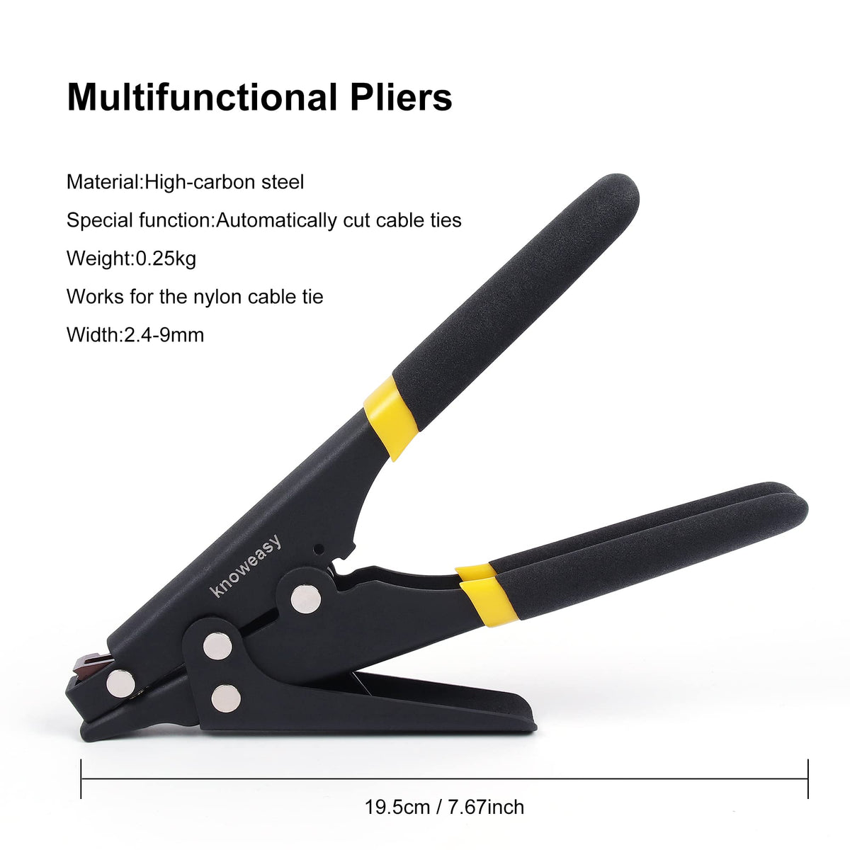 Knoweasy zip tie tool works with diverse widths for secure cable fastening