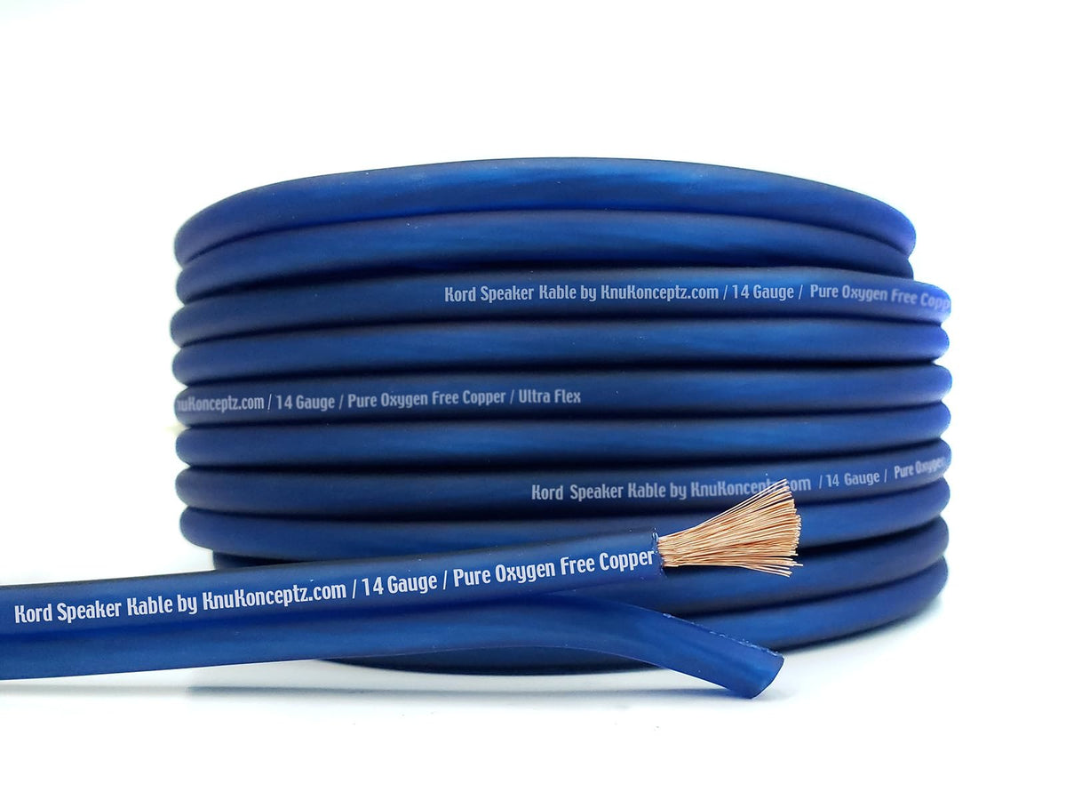 KnuKonceptz Kord Kable 14 AWG spool, flexible and easy to conceal in home audio setups.