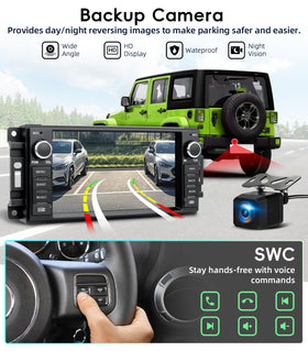 KOBANOICA unit fitted in Wrangler dashboard preserving factory look and steering controls