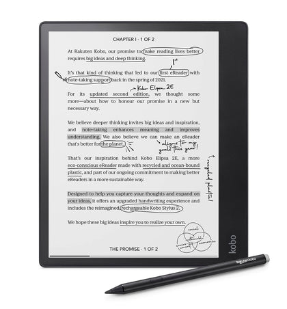 Kobo Elipsa 2E front view, ideal for immersive reading anywhere with glare-free display.