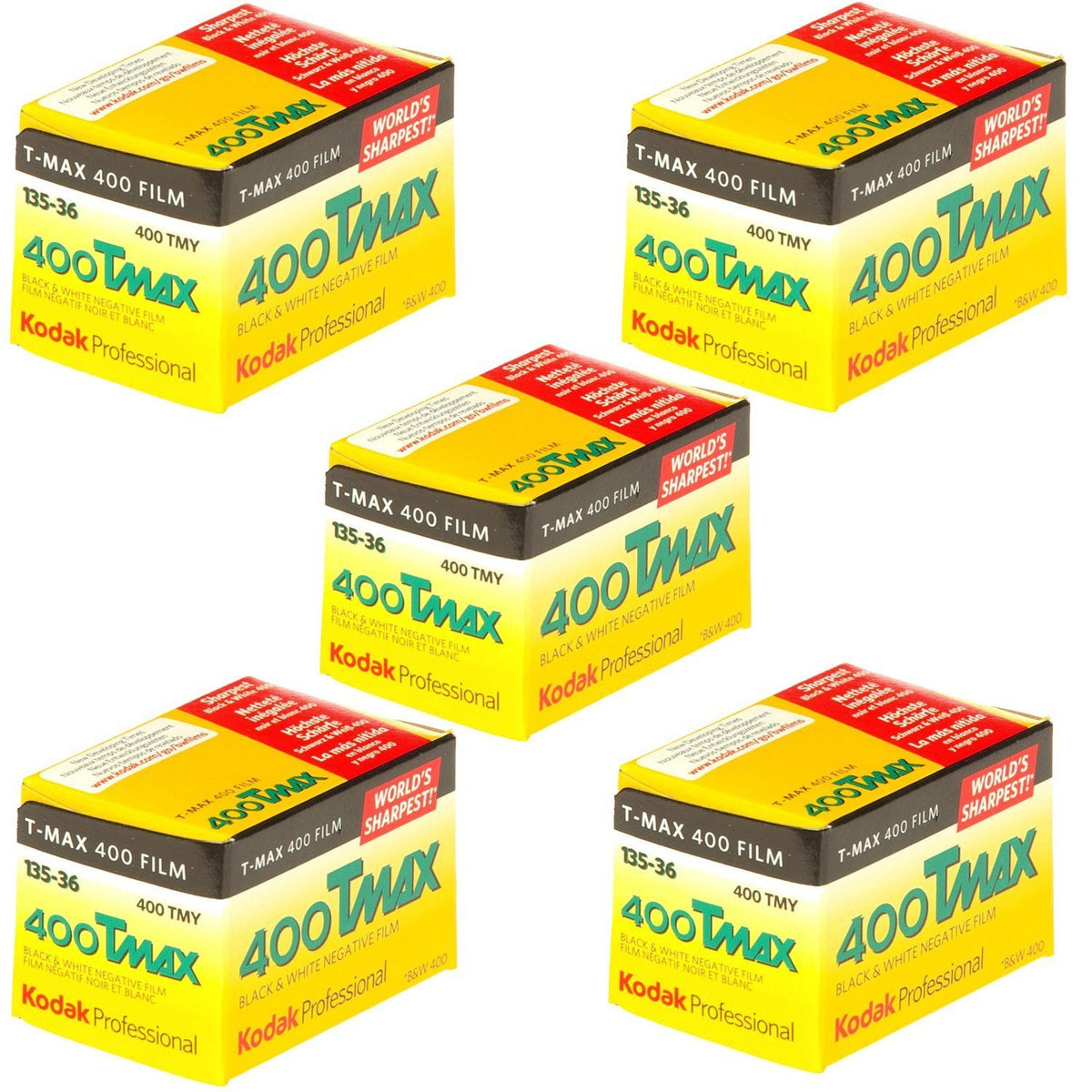 Kodak 400 TMAX Professional film pack, high-detail grayscale photography for studios and landscapes.