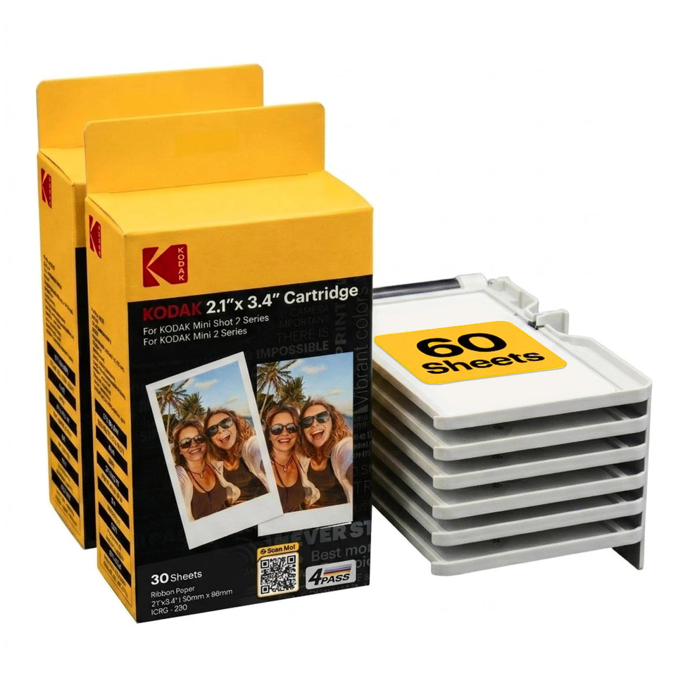 Kodak 4PASS all-in-one cartridge pack for Mini 2 Retro prints 10 photos with vibrant colors.