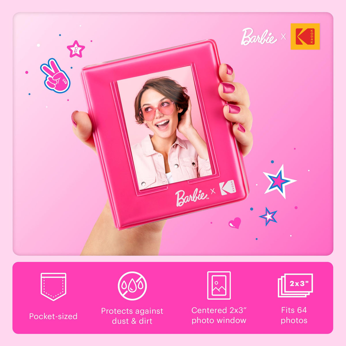 Kodak Barbie camera case image, protects your mini printer on adventures.