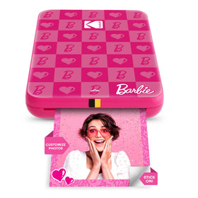 Kodak Barbie instant printer shows compact design for on-the-go photo prints.