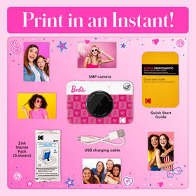 Kodak Barbie Printomatic auto-flash indicator visible during evening shoots.