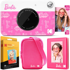Kodak Barbie Printomatic front view, compact instant camera for quick, shareable memories.