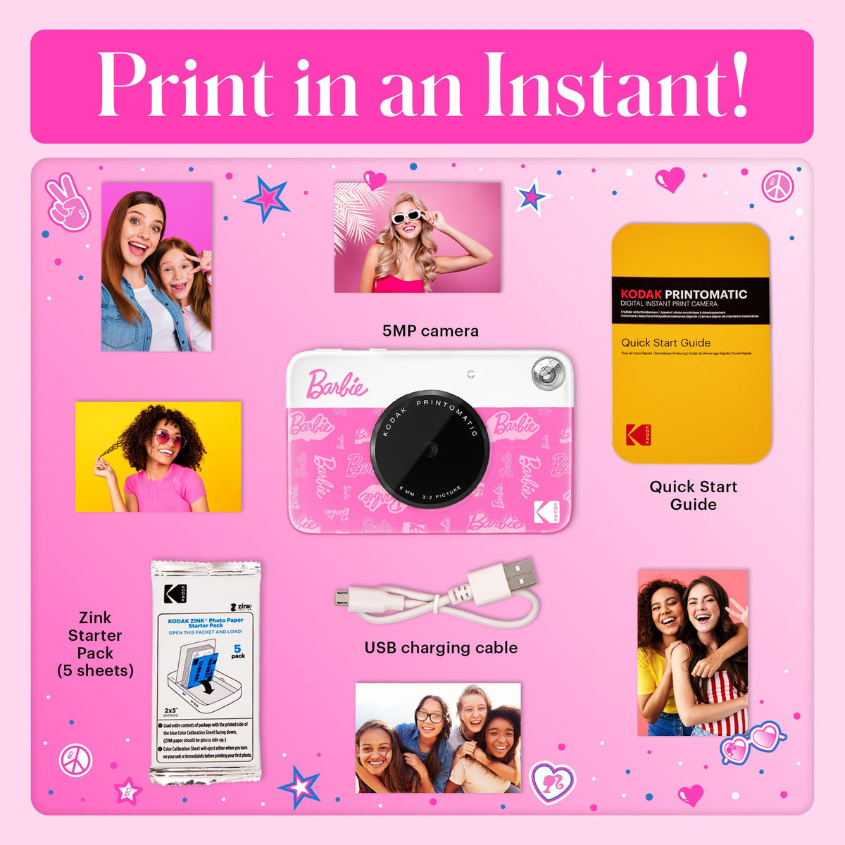 Kodak Barbie Printomatic in action capturing moments and printing instantly