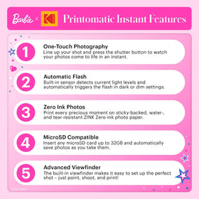 Kodak Barbie Printomatic microSD slot for digital storage and transfer.