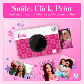 Kodak Barbie Printomatic sticky-backed 2x3 papers enable easy pasting.