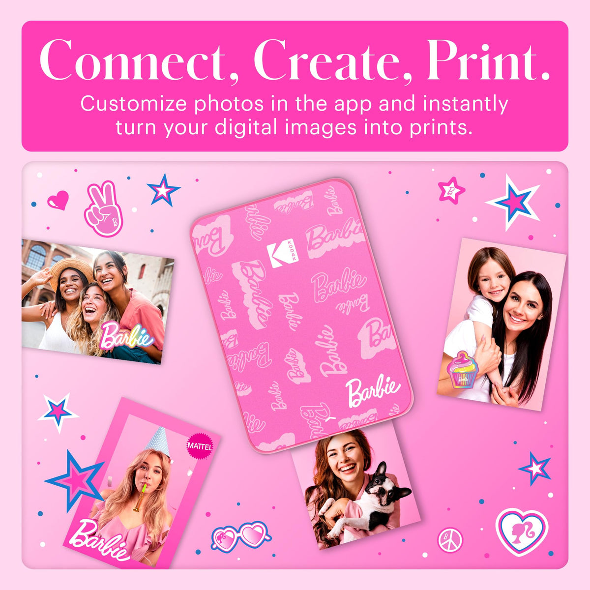 Kodak Barbie zero ink technology enables cartridge-free photo printing.