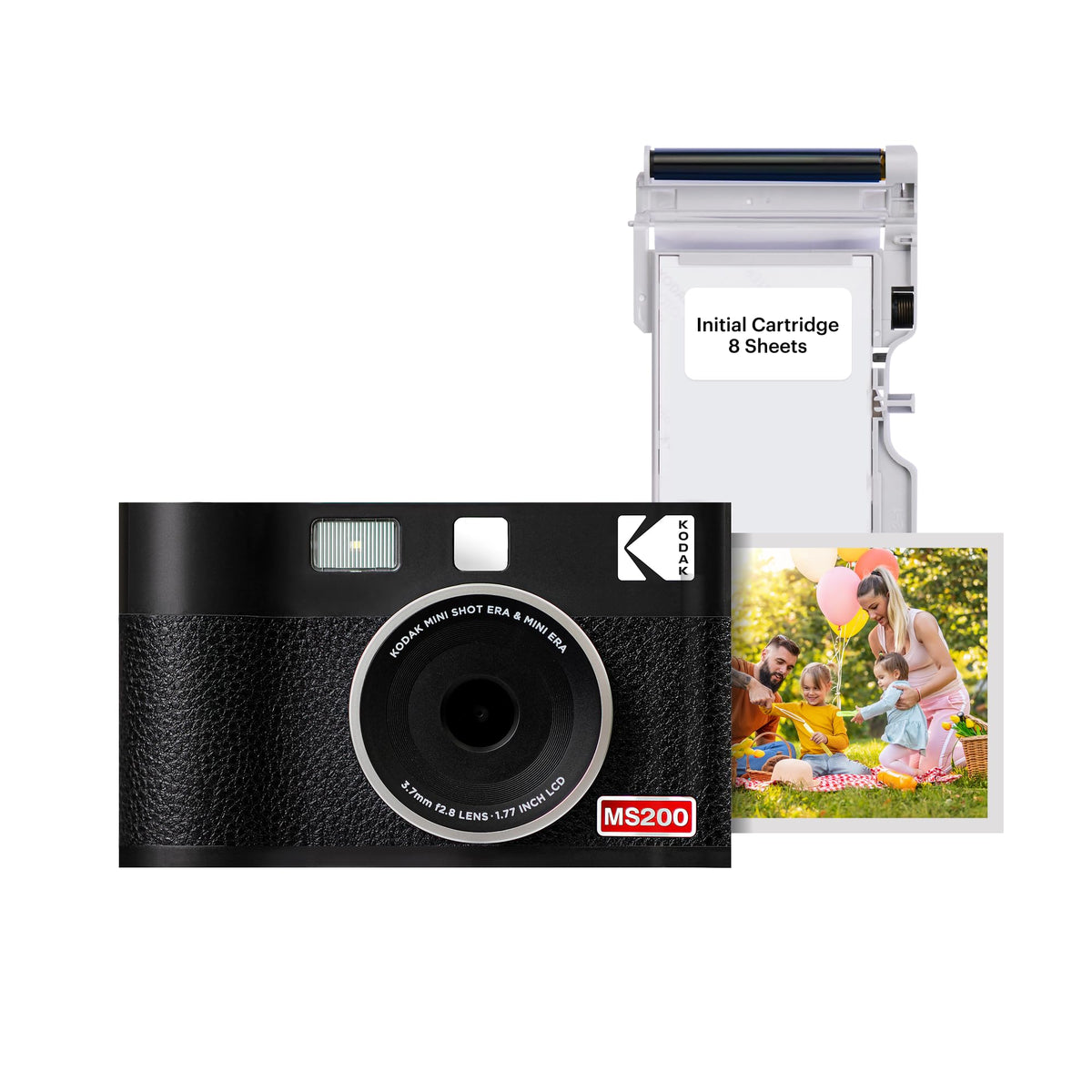 Kodak Cam Mini Shot 2 ERA black front view for portable on-the-go printing