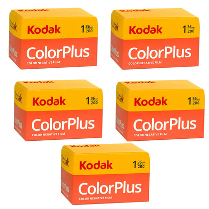 KODAK ColorPlus 200 front packaging showing five rolls and benefit of value pack