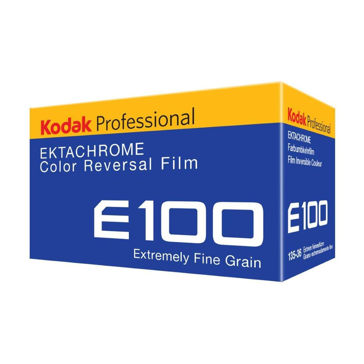KODAK Ektachrome E100G 35mm film canister front view showing label and exposure count, ideal for vibrant slides
